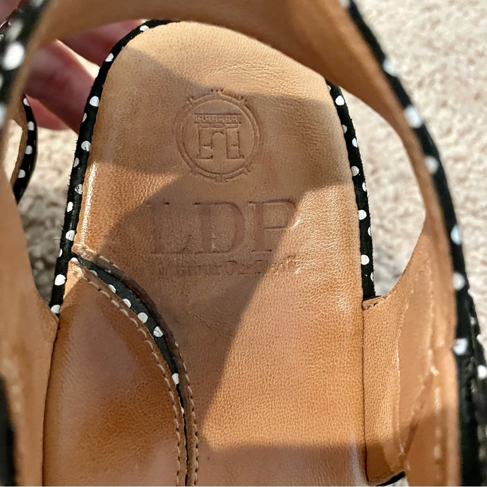 L’amour Des Pieds Abrilla Sandals leather Black polka‎ dot preppy shoes 7.5 - Picture 6 of 9